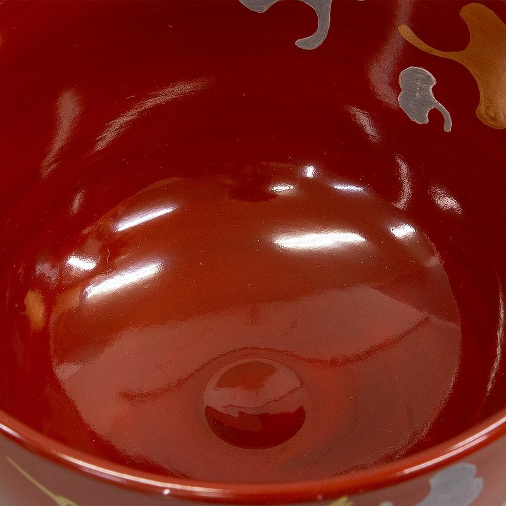 京焼 妙見窯 今岡妙見 茶碗 「金銀鶴銀杏文」共箱 茶道具 抹茶碗