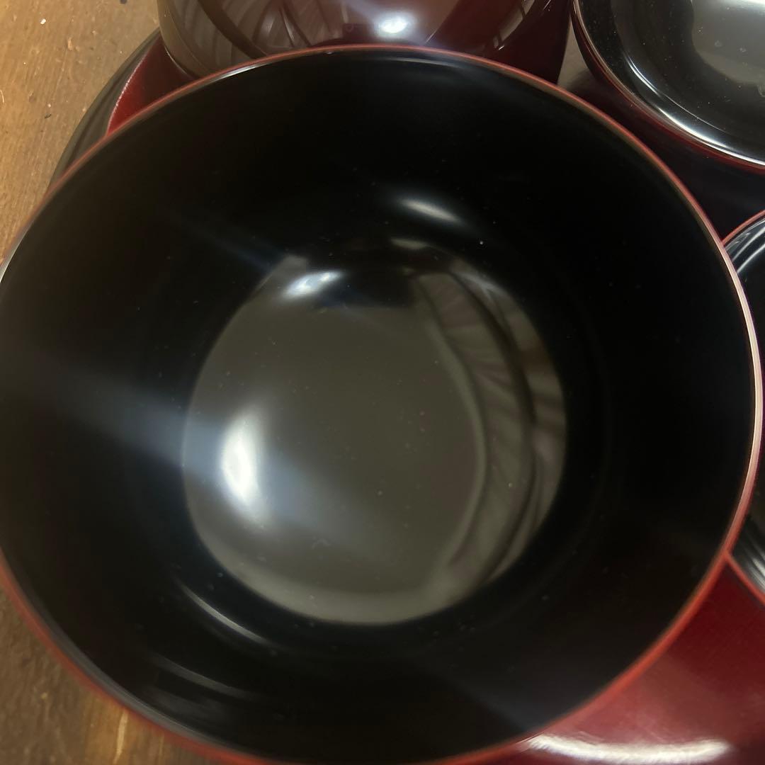 越前塗　千羽鶴雑煮椀 溜　蒔絵　本漆手塗り　ペア　箔鶴蒔絵　煮物椀