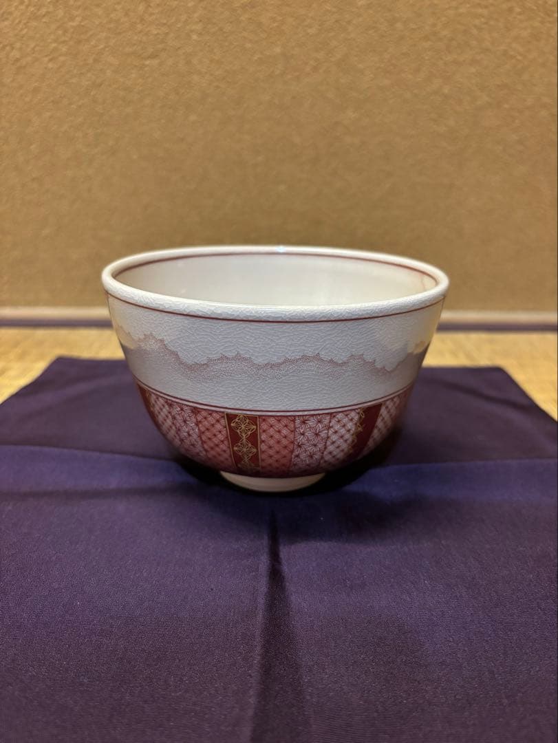 九谷焼　見附正康　赤絵細描鳳凰図　茶碗　茶道具　鑑賞美術