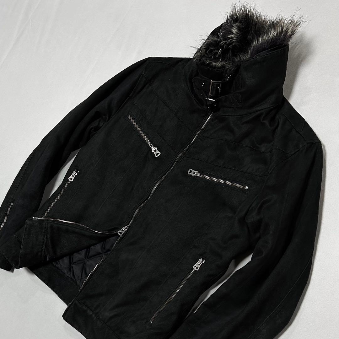 Tornado mart ベロア フェイクムートン ファー ライダース お兄系