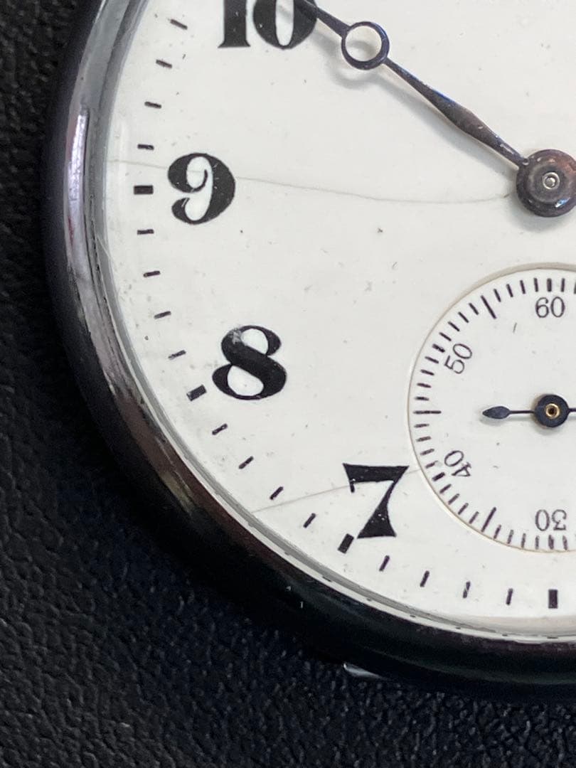 ①【WALTHAM/ウォルサム】手巻懐中時計 ホワイト文字盤 スモセコ※稼働品