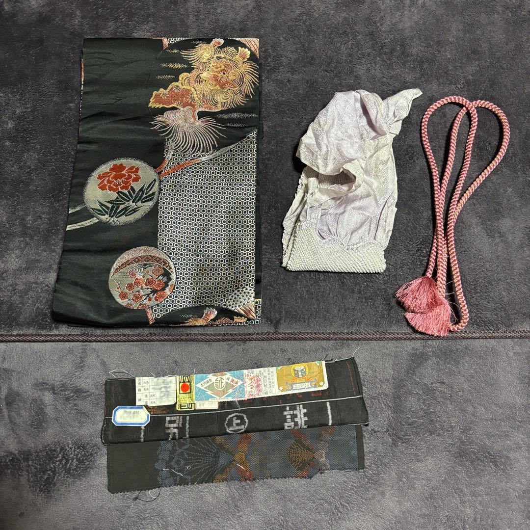 新品　美品　袷　正絹　証紙　本場奄美大島紬　小紋　フルセット　4点