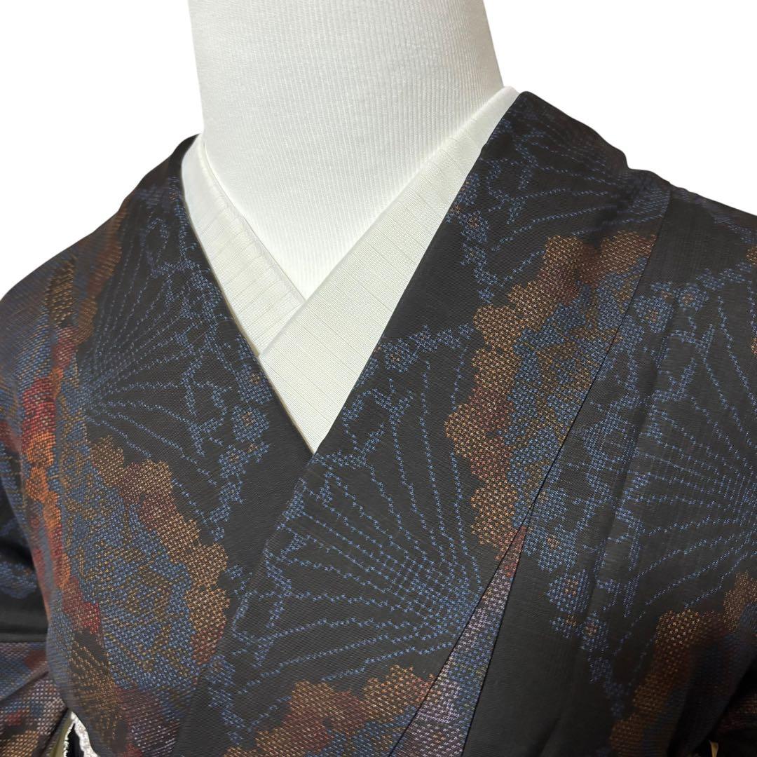 新品　美品　袷　正絹　証紙　本場奄美大島紬　小紋　フルセット　4点