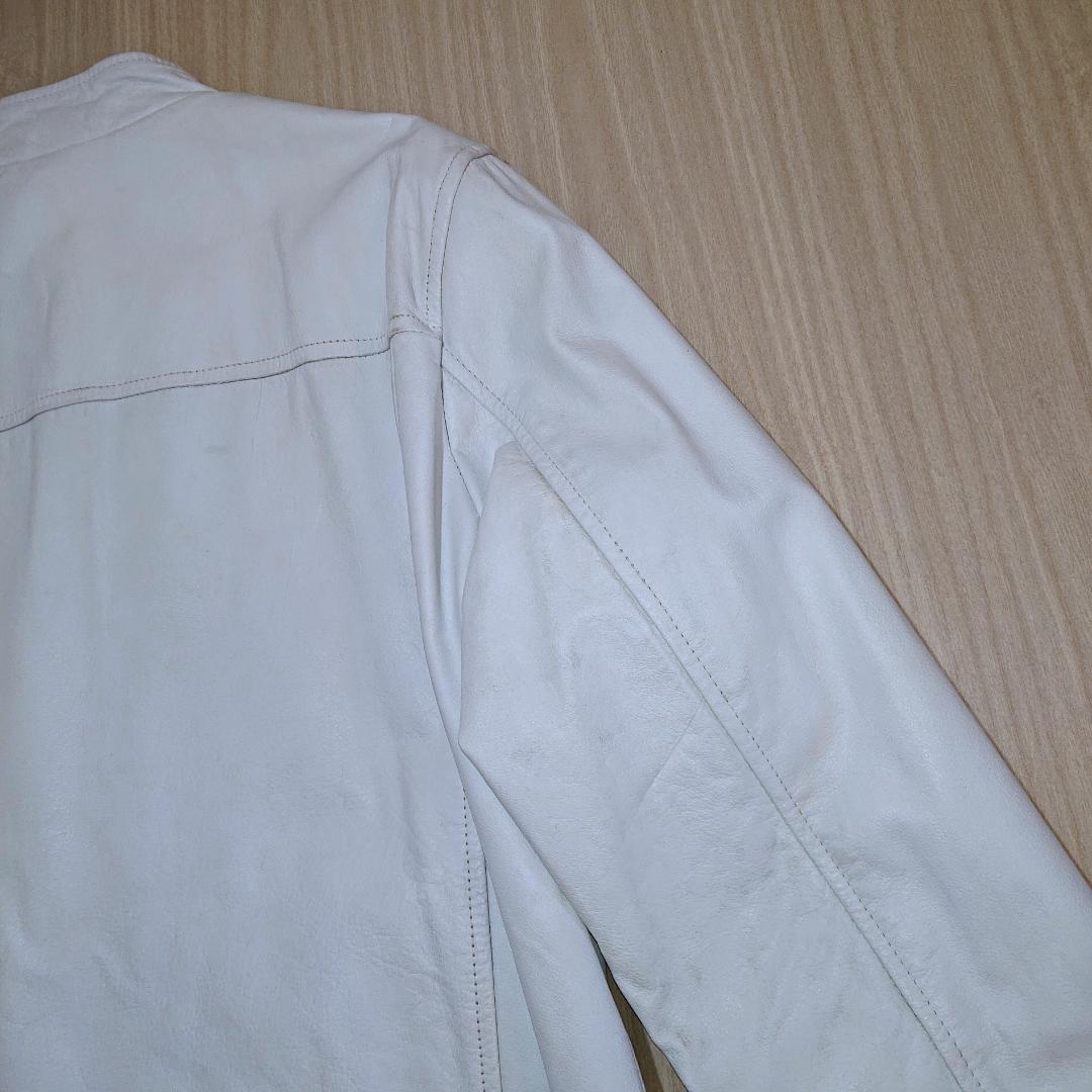 激レア　TAKA-Q　ライダースジャケット　シングル　Ｌサイズ　ホワイト　牛革