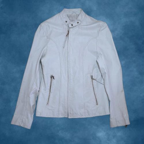 激レア　TAKA-Q　ライダースジャケット　シングル　Ｌサイズ　ホワイト　牛革