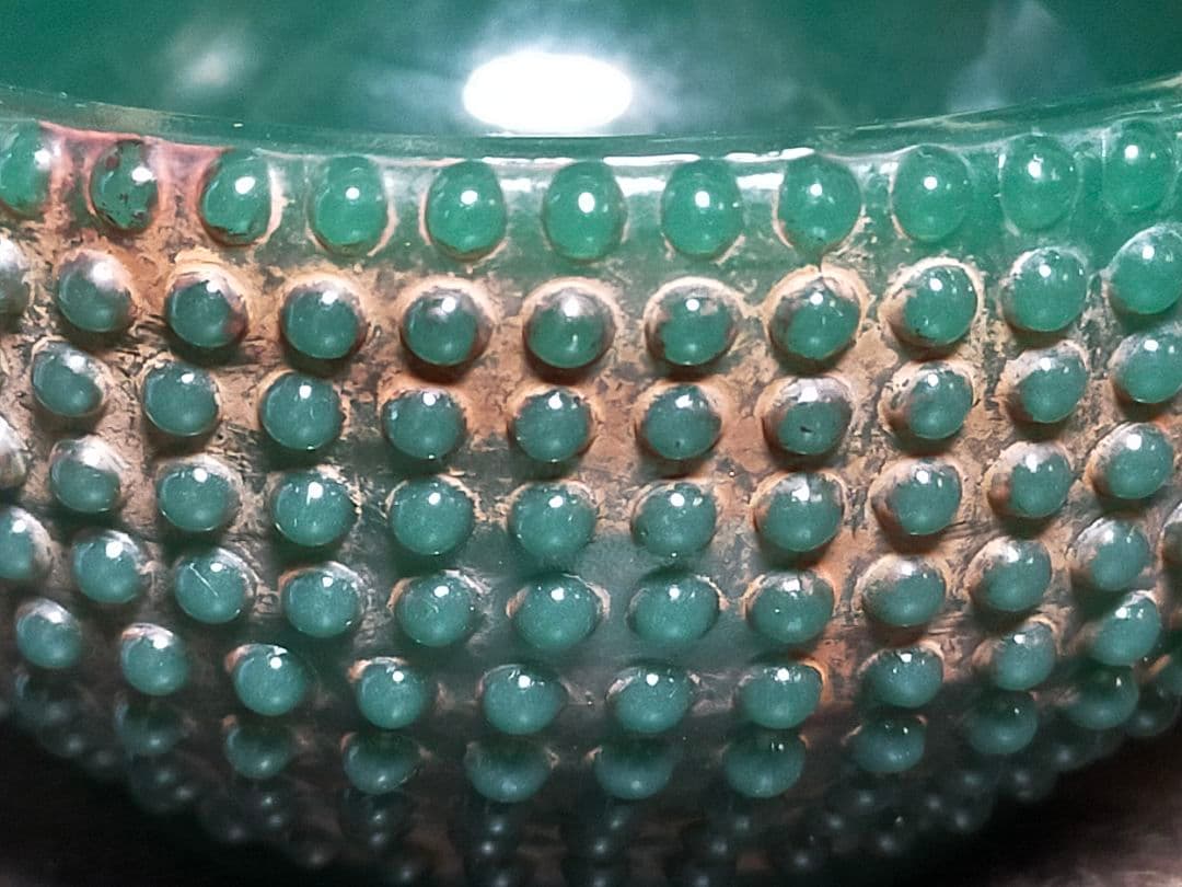 ♥翡翠風　ガラス　茶碗　桐箱付き　古玩　骨董品　中国