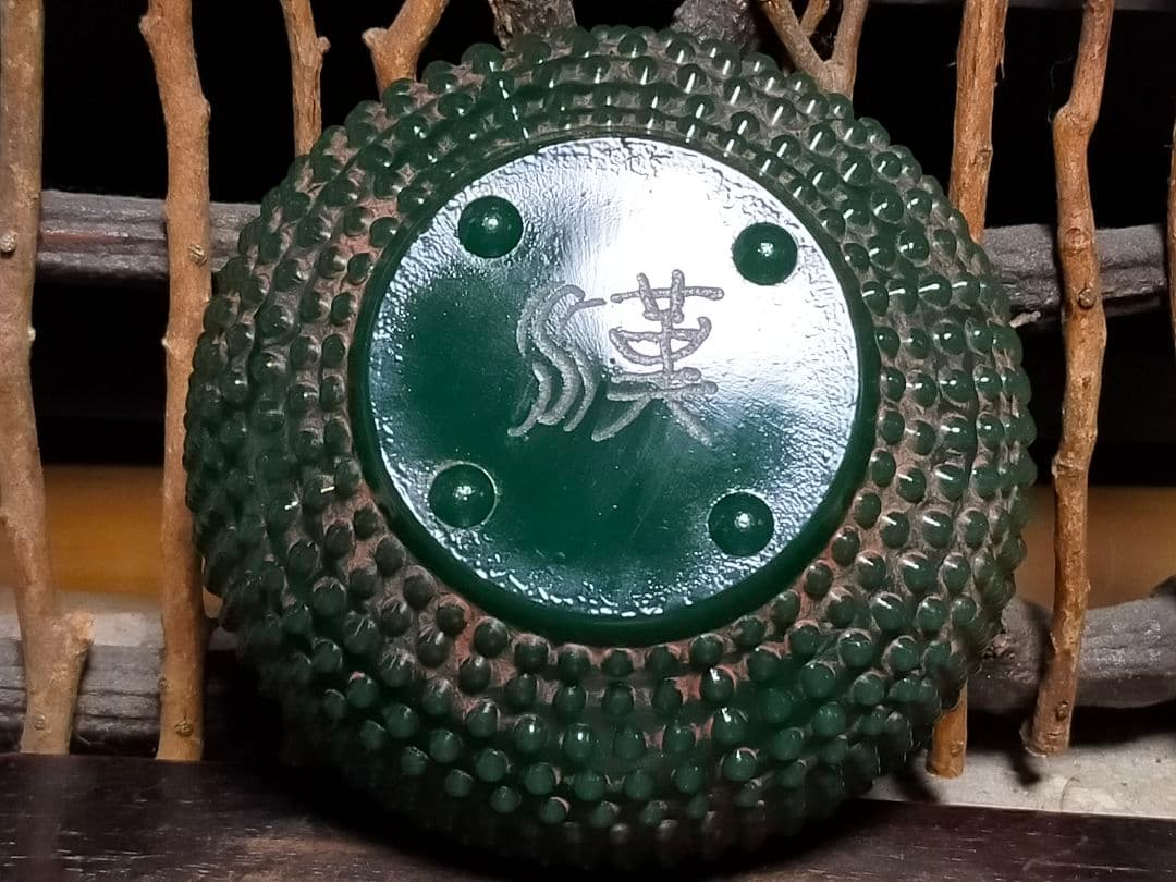 ♥翡翠風　ガラス　茶碗　桐箱付き　古玩　骨董品　中国