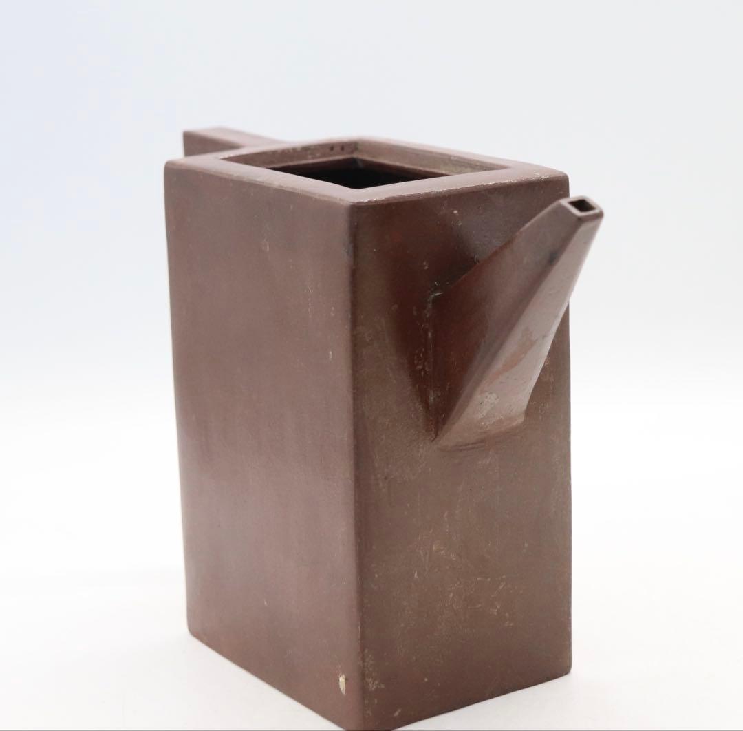 中国　民国期　鉄画軒製　紫砂方壺　訳あり　送料込み1224