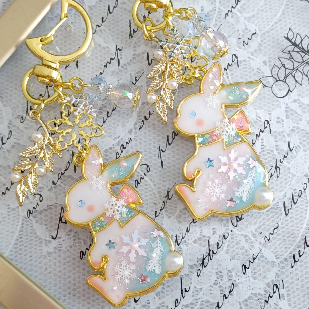 ☆雪傘と白雪キツネ☆　他レジンキーホルダー計7点