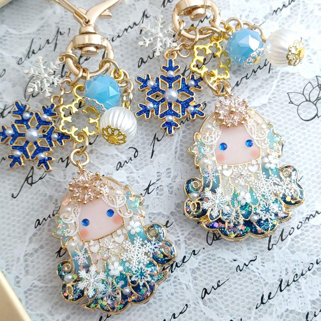 ☆雪傘と白雪キツネ☆　他レジンキーホルダー計7点