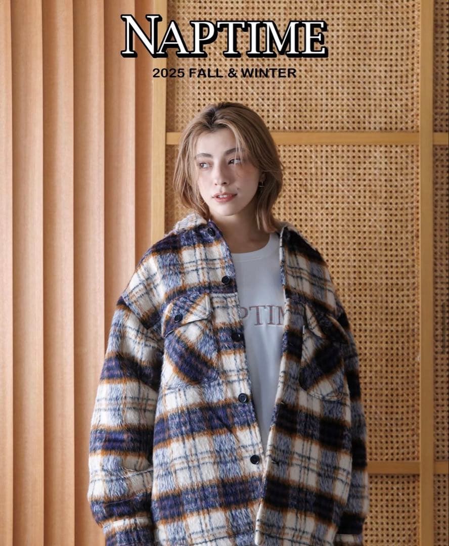 naptime チェック中綿ジャケット　アイボリー