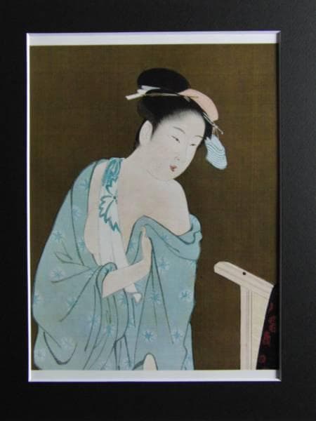 窪　俊満、湯上り美人図、超希少・大判画集画、新品高級額装付