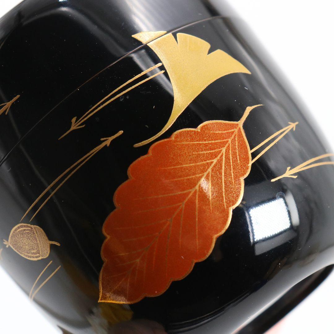 松斉作 吹寄蒔絵 中棗 銀杏 茶道具 共箱共布　V938