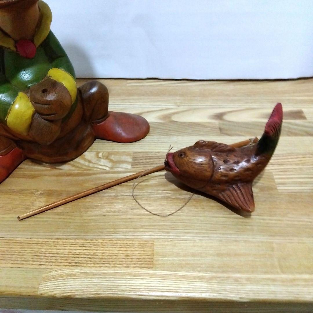 ドナルドダック　木彫りの置物