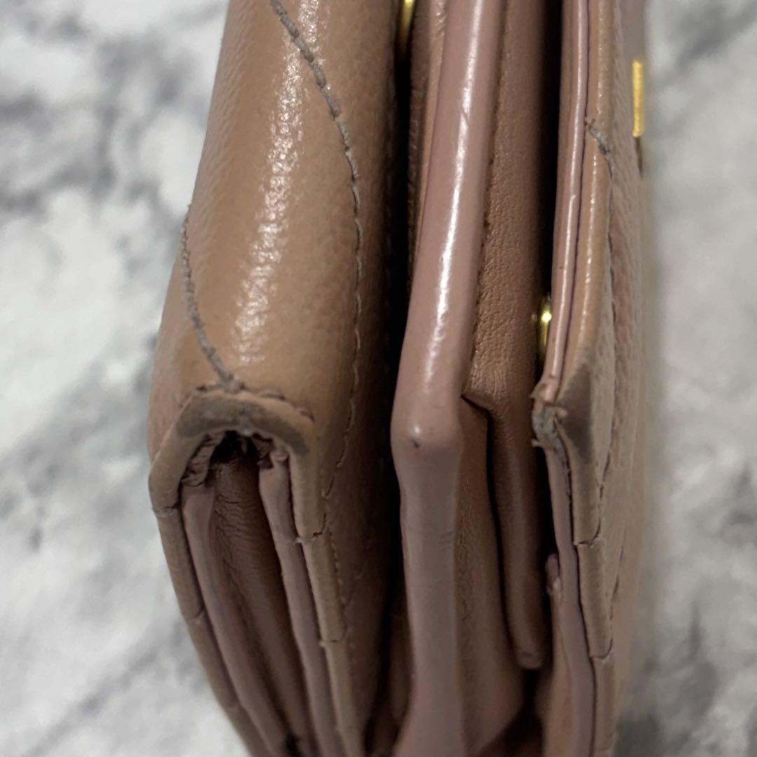 SAINT LAURENT 三つ折り財布 YSL キルティング レザー ピンク