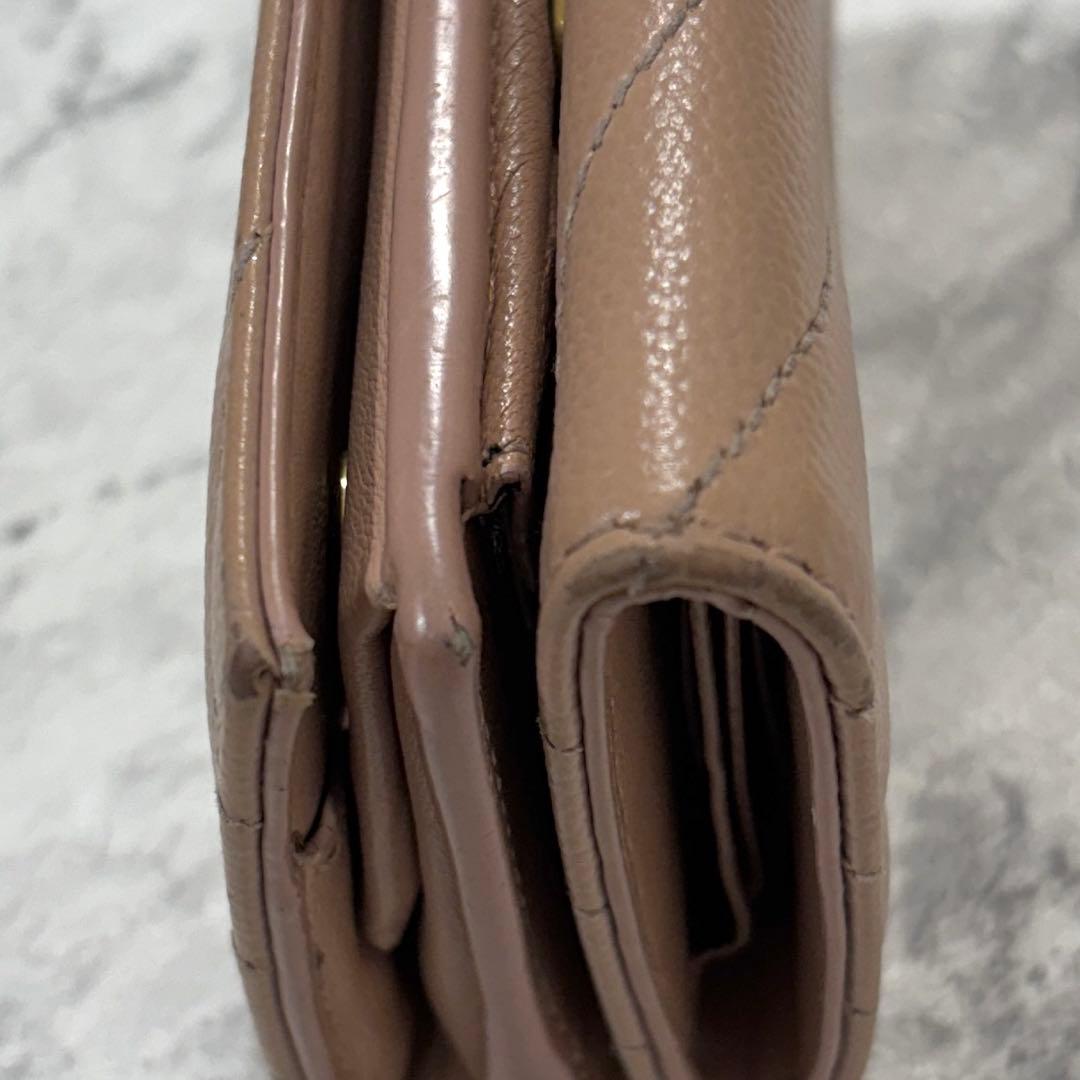 SAINT LAURENT 三つ折り財布 YSL キルティング レザー ピンク