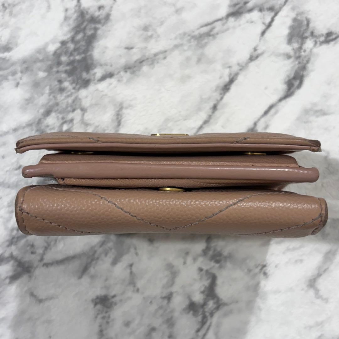 SAINT LAURENT 三つ折り財布 YSL キルティング レザー ピンク