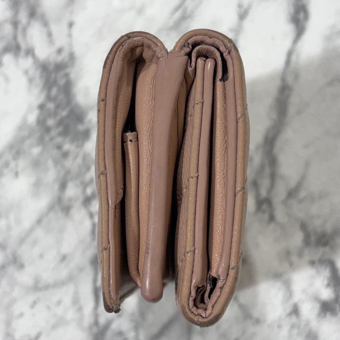 SAINT LAURENT 三つ折り財布 YSL キルティング レザー ピンク