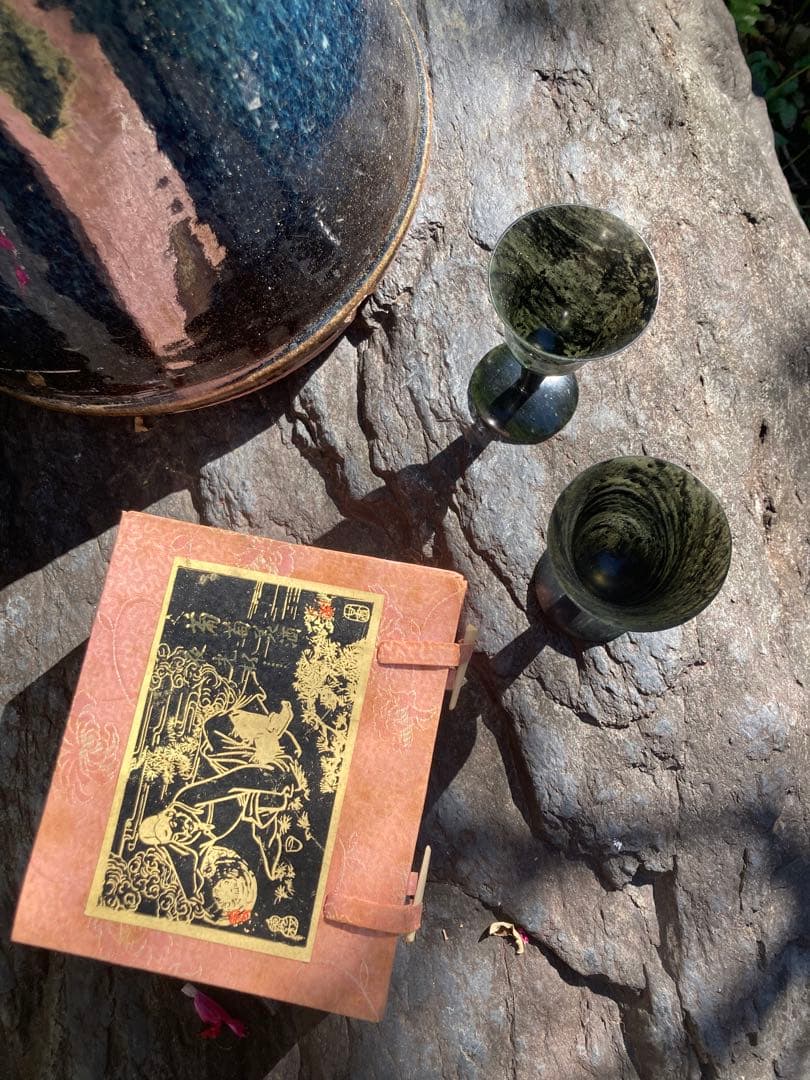 緑色マーブル模様グラス2個セット