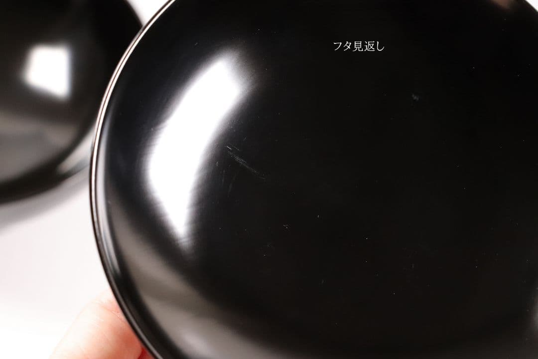 CK71 漆芸 木製漆器 輪島塗 柿蒔絵 黒塗御吸物椀 三客 / 秋 果物