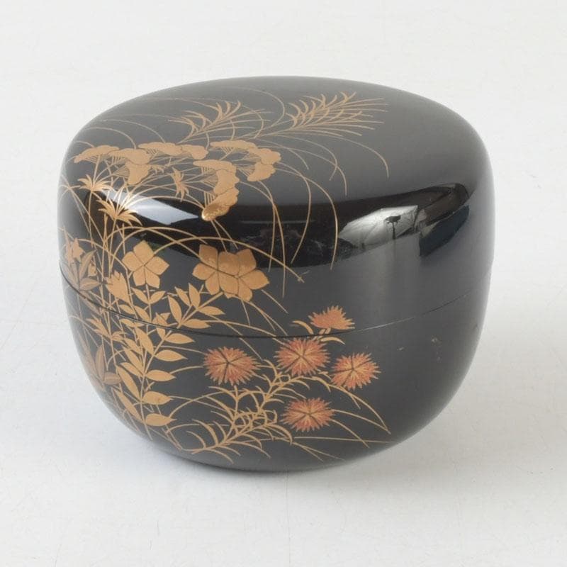 茶道具　加賀蒔絵師　中村宗尹作　秋草蒔絵　平棗　共箱　V　9661