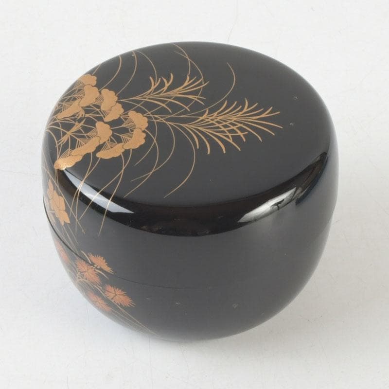 茶道具　加賀蒔絵師　中村宗尹作　秋草蒔絵　平棗　共箱　V　9661