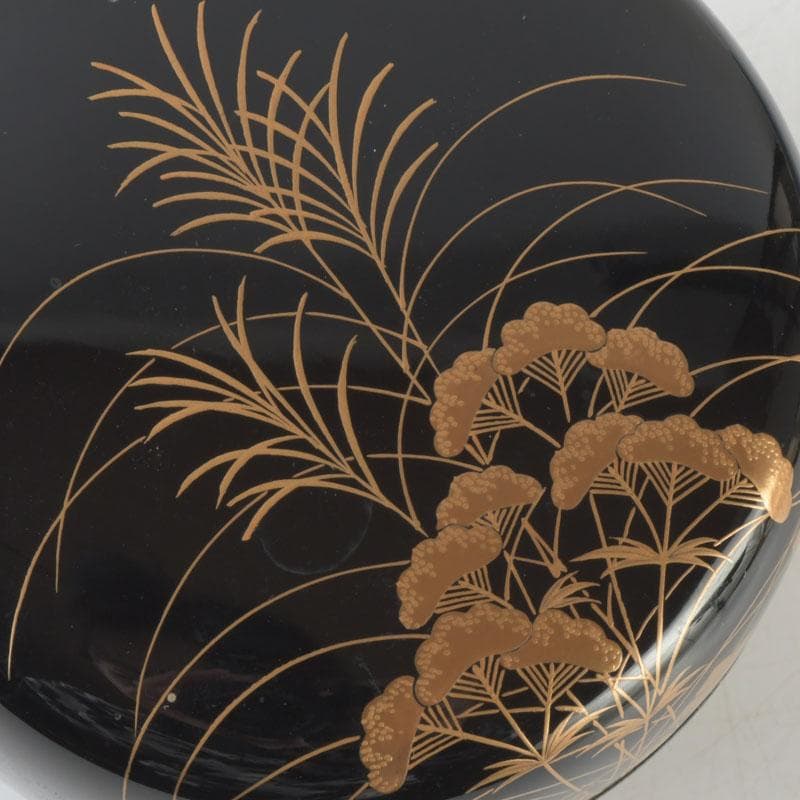 茶道具　加賀蒔絵師　中村宗尹作　秋草蒔絵　平棗　共箱　V　9661