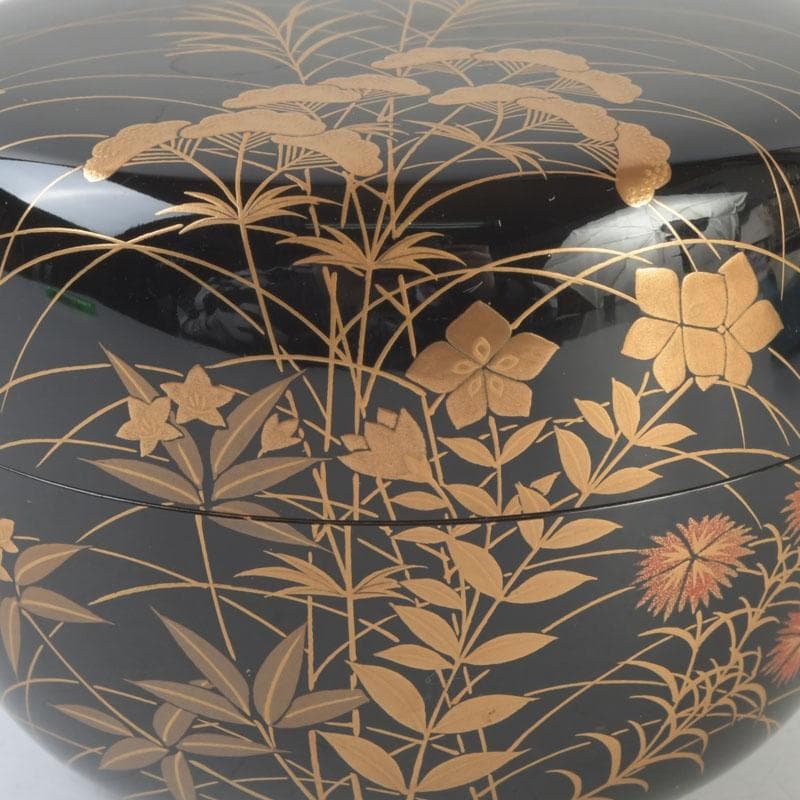 茶道具　加賀蒔絵師　中村宗尹作　秋草蒔絵　平棗　共箱　V　9661