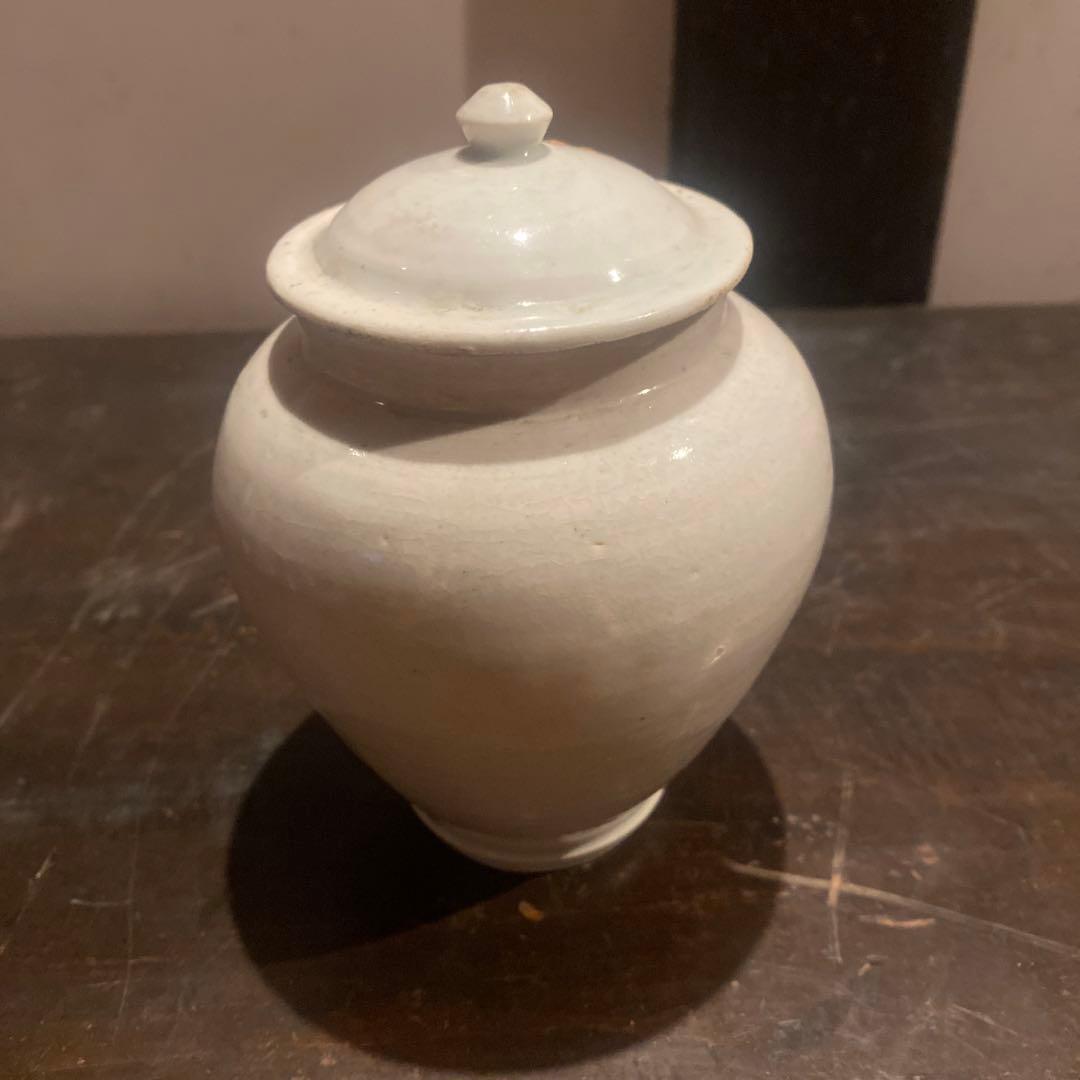 古伊万里白磁蓋付壺11cm16cm