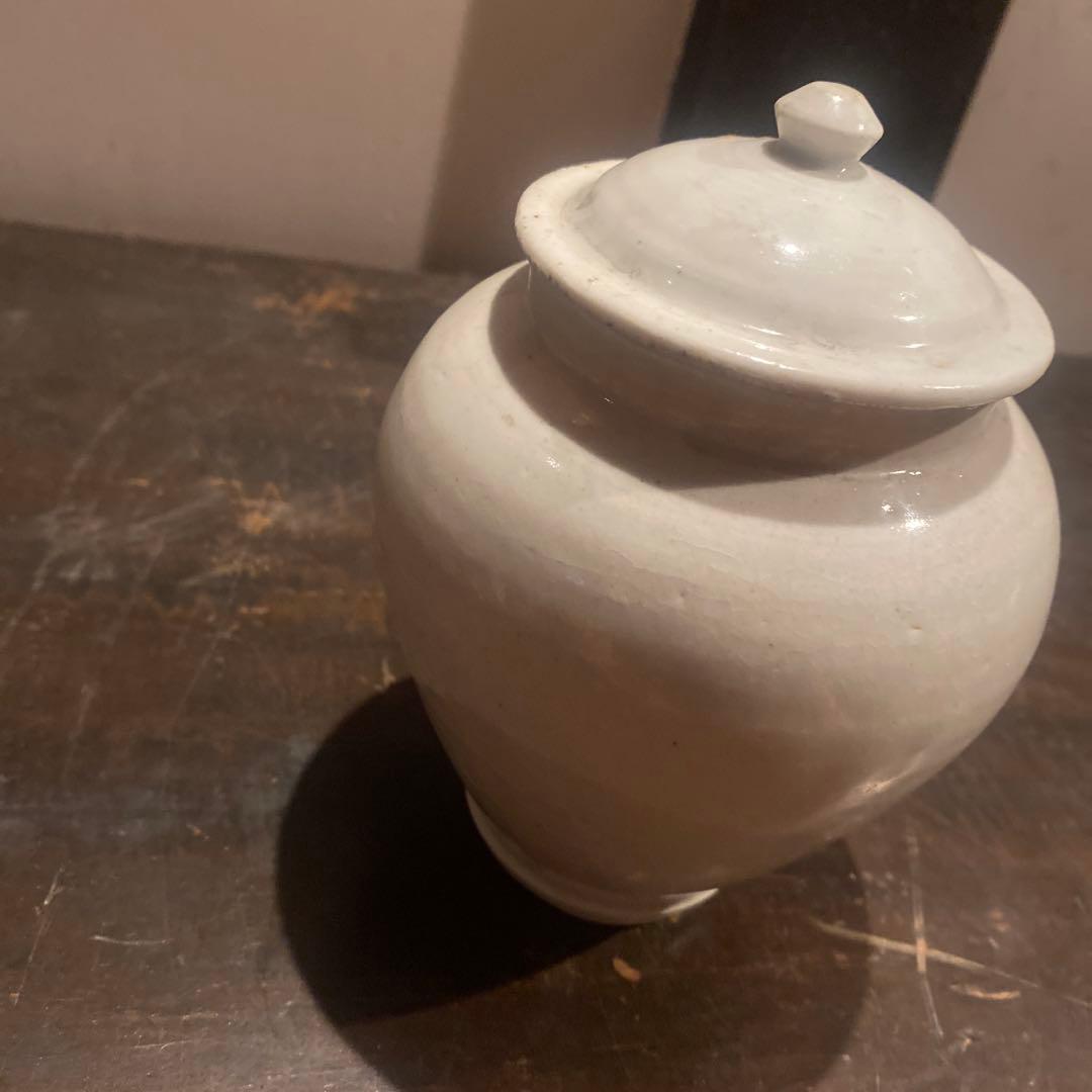 古伊万里白磁蓋付壺11cm16cm
