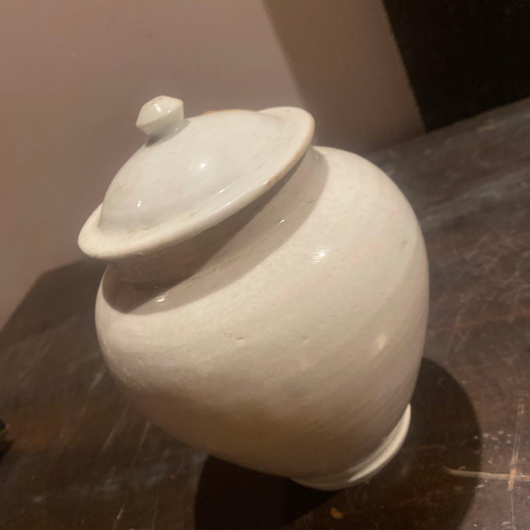 古伊万里白磁蓋付壺11cm16cm