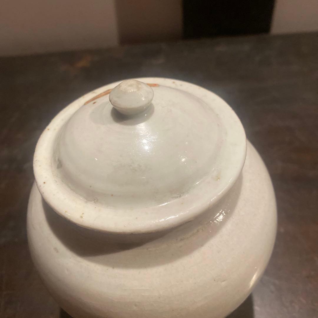 古伊万里白磁蓋付壺11cm16cm