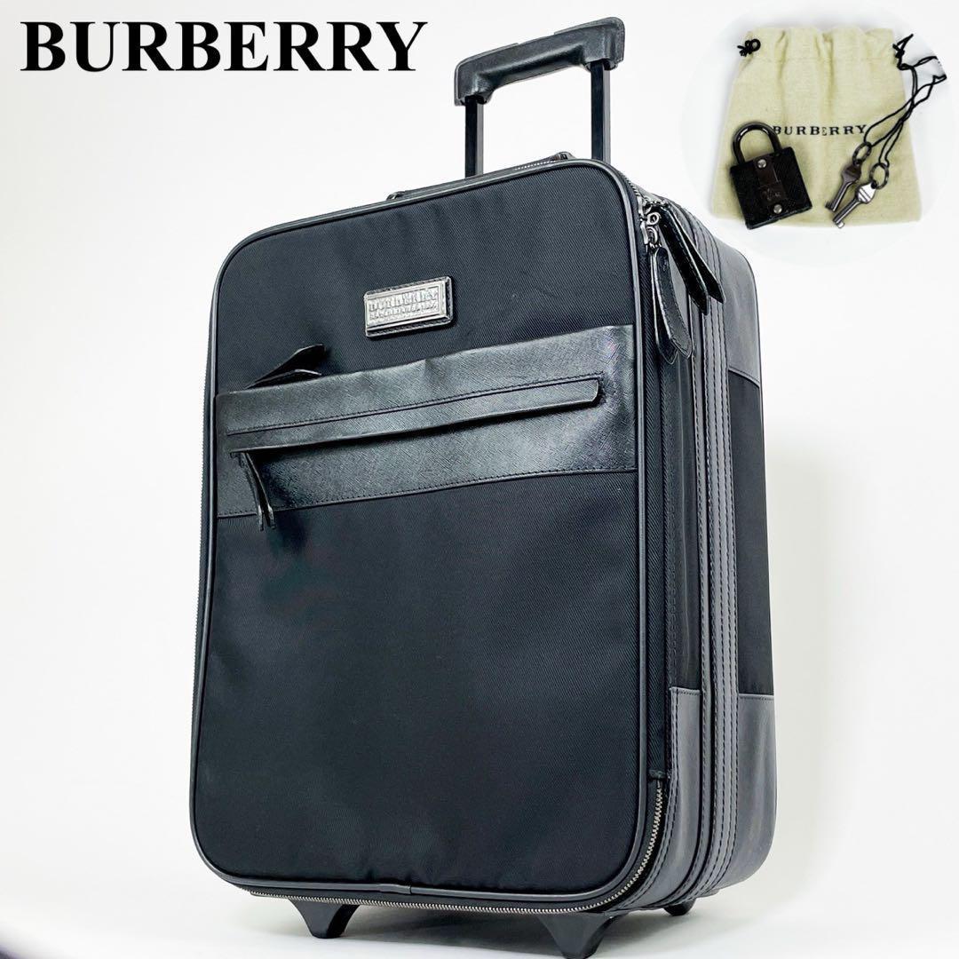希少✨バーバリー キャリーケース サフィアーノレザー 鍵付き 機内持ち込み可 黒