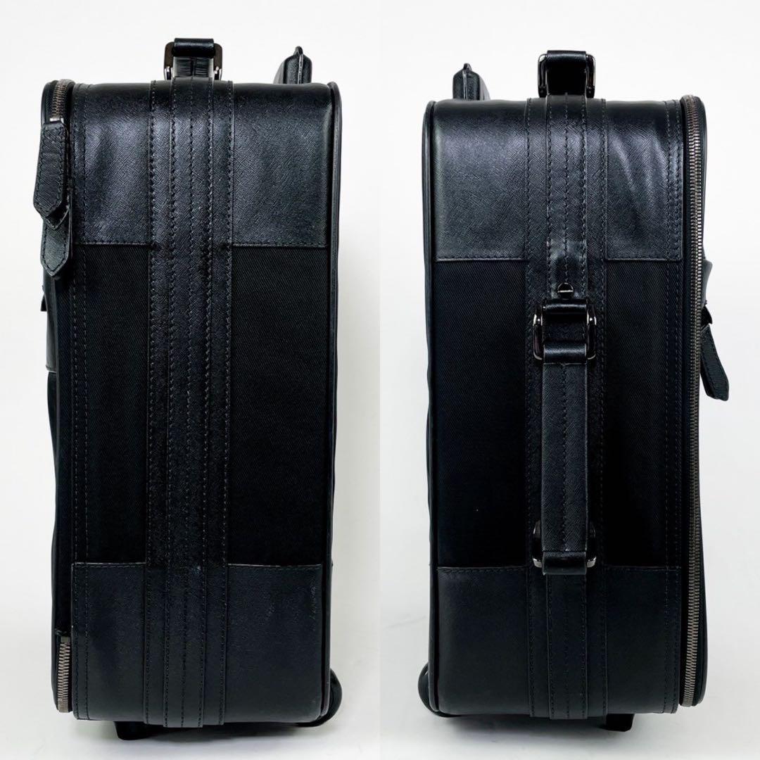 希少✨バーバリー キャリーケース サフィアーノレザー 鍵付き 機内持ち込み可 黒