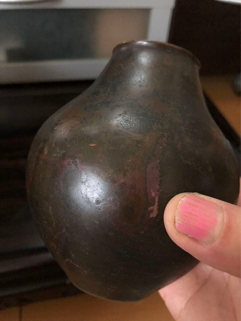 晴雲銅製 山水画 花瓶