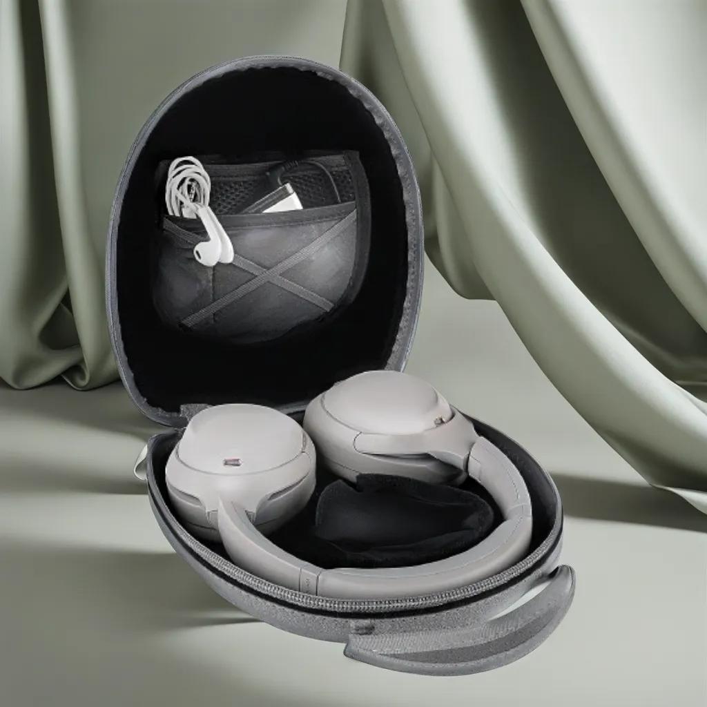 ハードシェルケース 旅行用 ヘッドホンケース 収納ポーチ付き、多機種対応