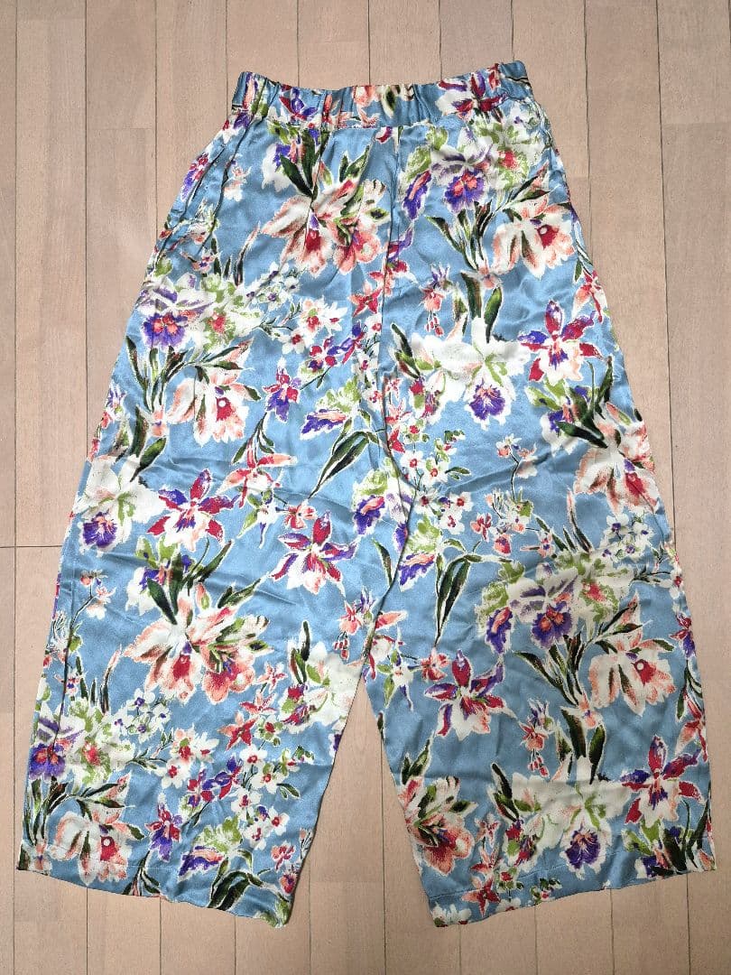ジュンヤワタナベコムデギャルソン レーヨンパンツ 水色 花柄 AD2019