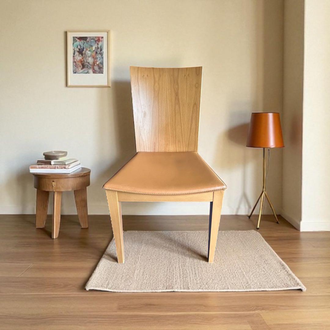 NCalligarisカリガリスダイニングチェア1脚 暖かい木目本革タン