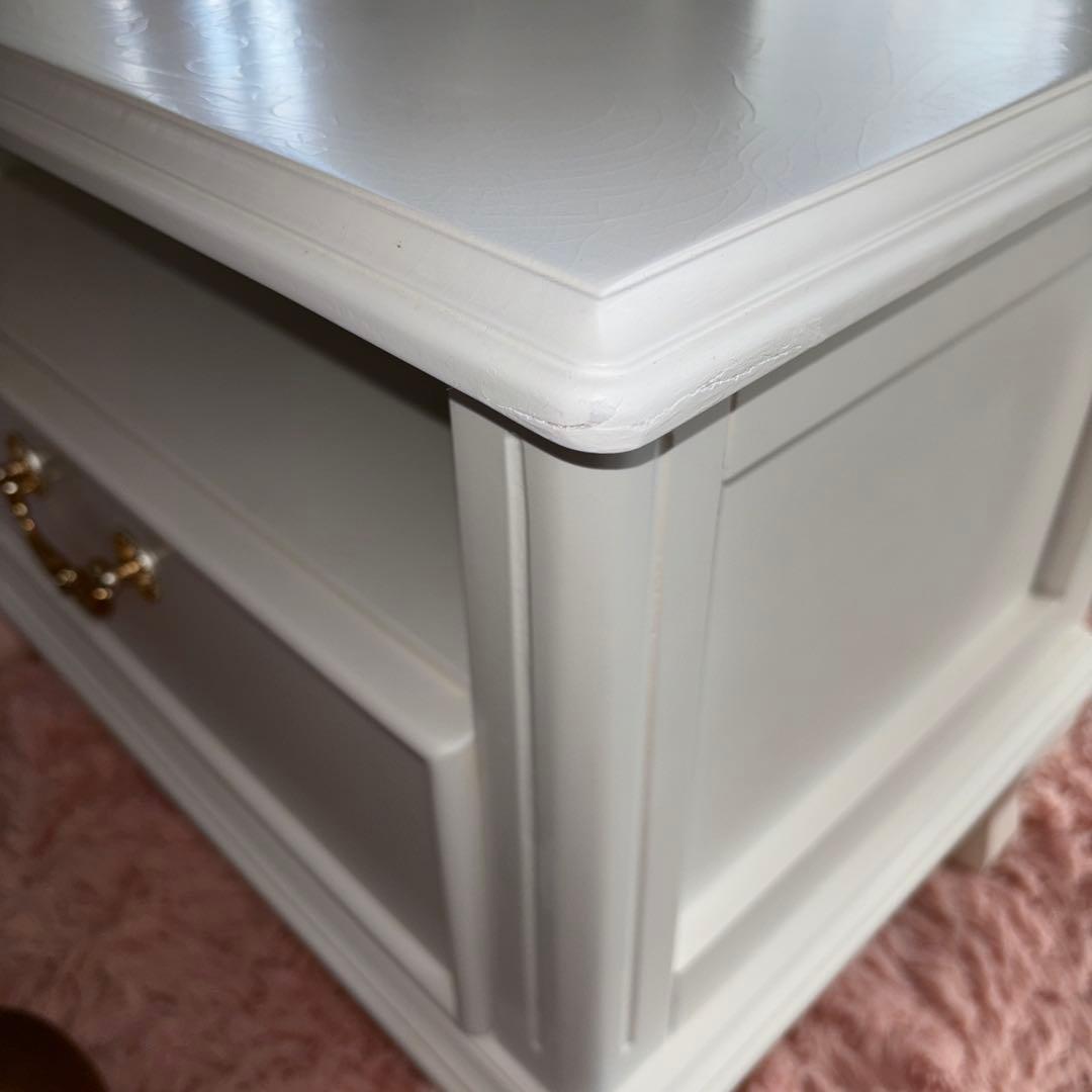 ロココ調　猫脚テレビ台　ホワイト　コンパクトサイズ