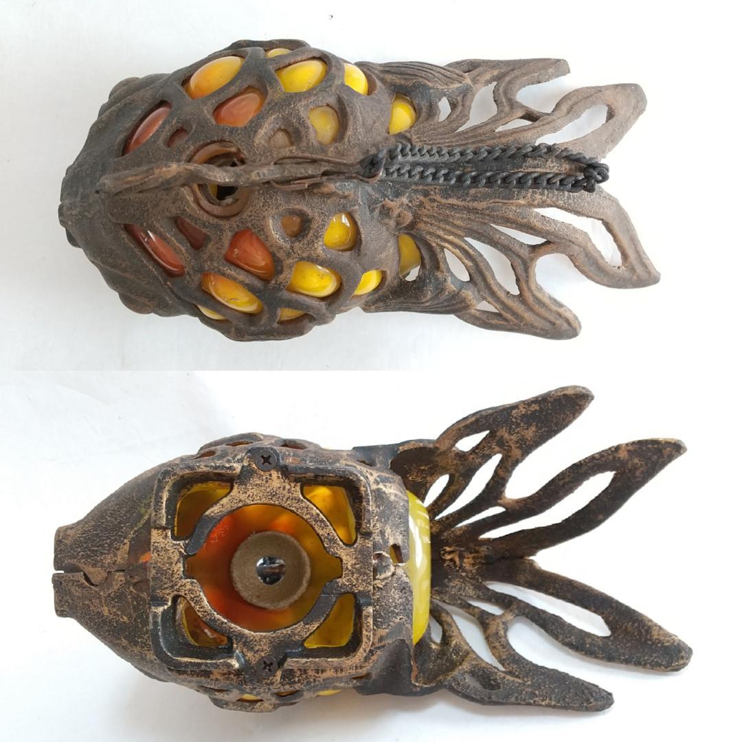 ★金魚　ガラス付き吊灯篭／レトロ照明　高さ13cm×長さ25cm【送料無料】
