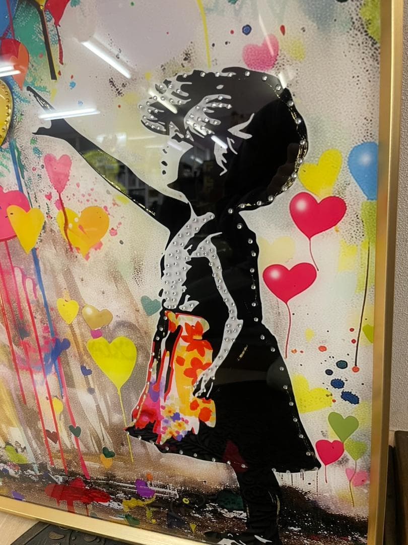 ストーン　アートパネル　バンクシー　風船と少女　壁掛け　パネル　アート　絵　絵画