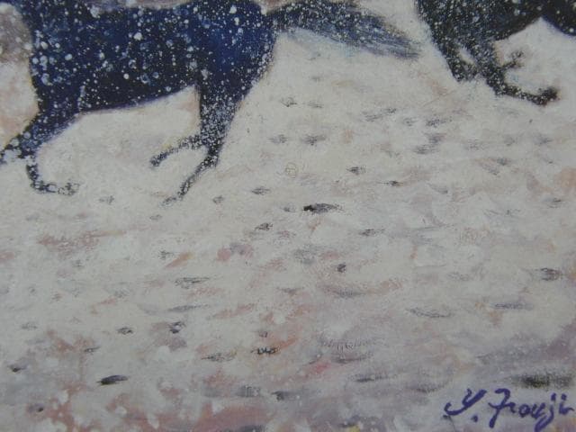 藤祥州、【シャンボール城　雪と馬】、希少な画集画、新品高級額・額装付