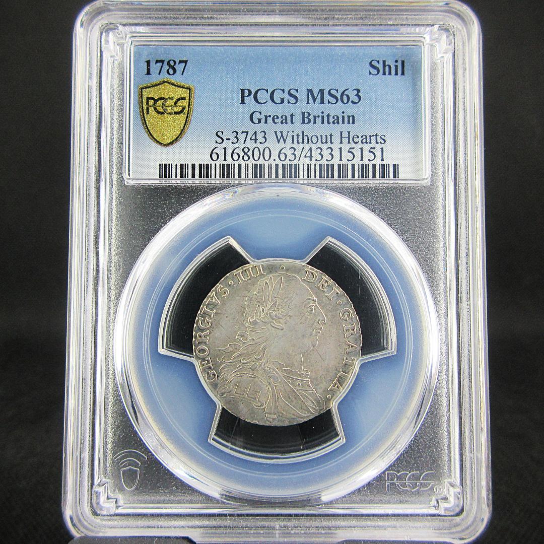1787 イギリス シリング銀貨 ジョージ3世 PCGS アンティーク 