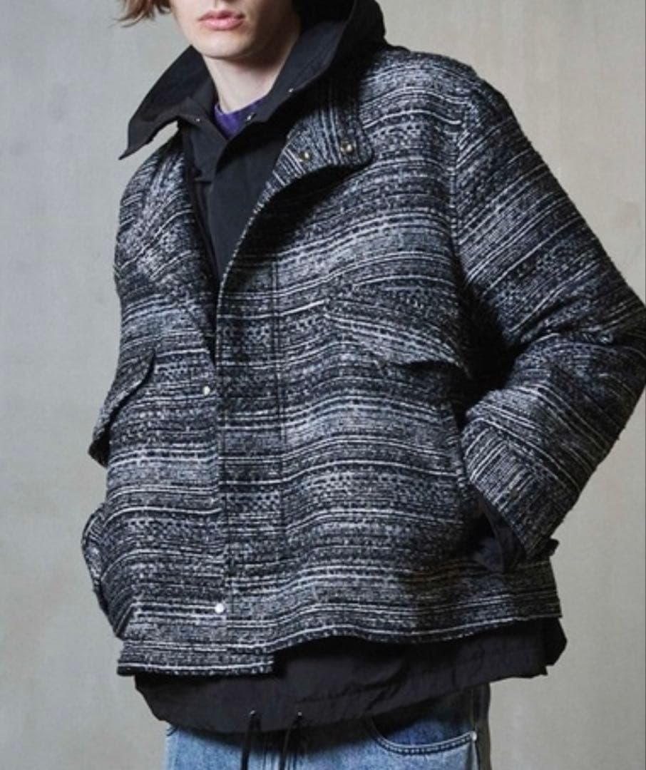 モールツイードジャガードドレスオーバーショートモッズコート メゾンスペシャル