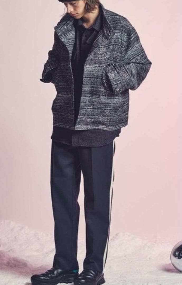 モールツイードジャガードドレスオーバーショートモッズコート メゾンスペシャル