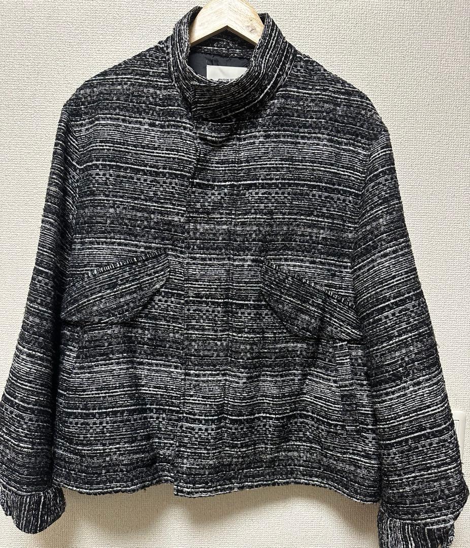 モールツイードジャガードドレスオーバーショートモッズコート メゾンスペシャル