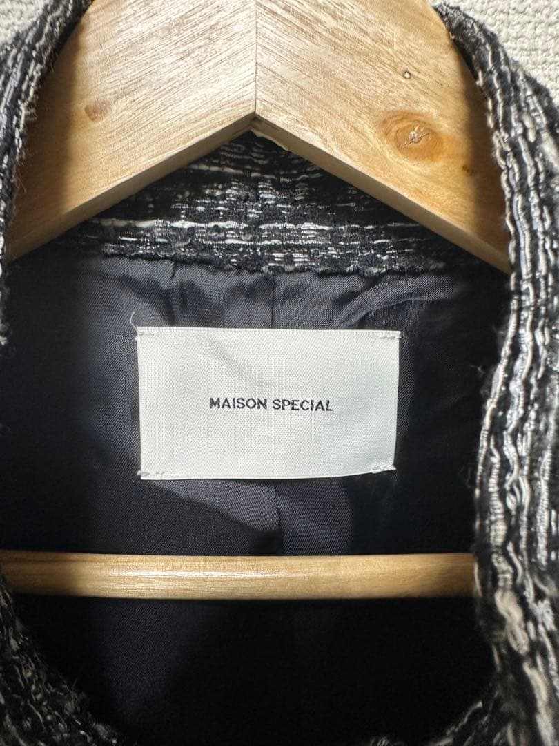 モールツイードジャガードドレスオーバーショートモッズコート メゾンスペシャル