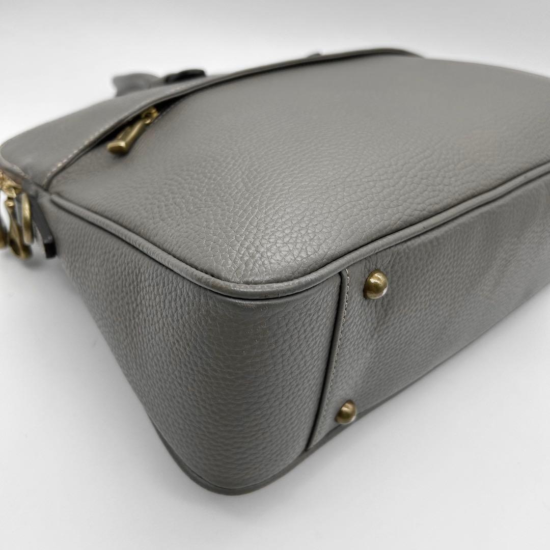 美品　トフアンドロードストーン　ビジネスバッグ　2way　グレー　レザー　A4◎