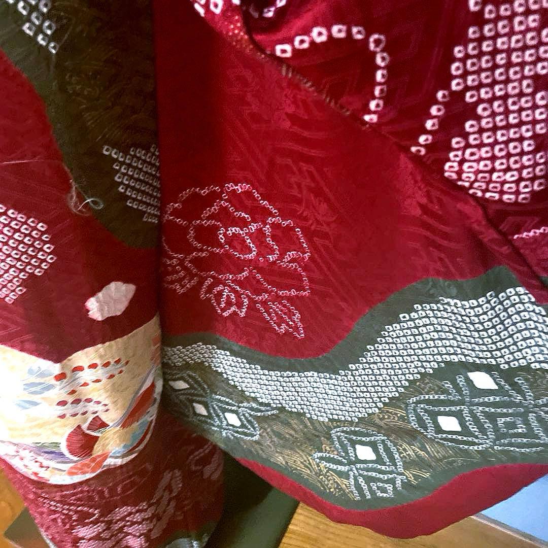 振袖フルセット　手絞り　手描き友禅　染分け　成人式振袖　振袖　良家のお嬢様