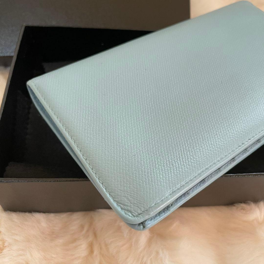 シャネル CHANEL 財布 二つ折り 水色 ココボタン 正規品